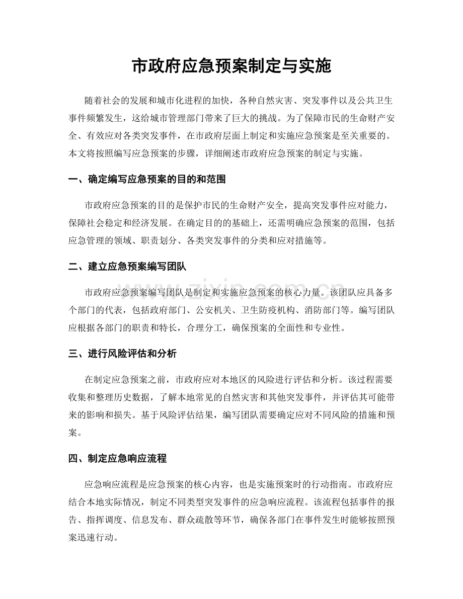 市政府应急预案制定与实施.docx_第1页