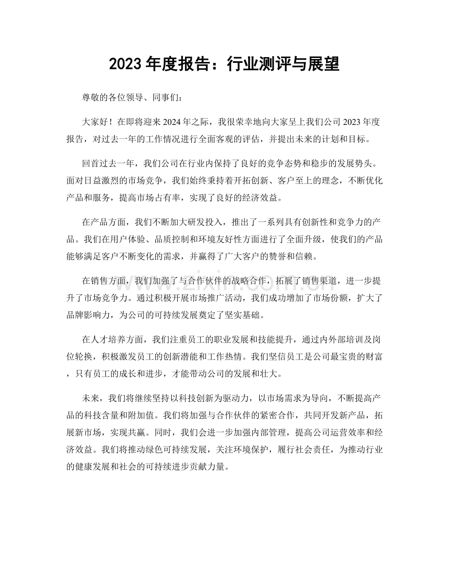 2023年度报告：行业测评与展望.docx_第1页