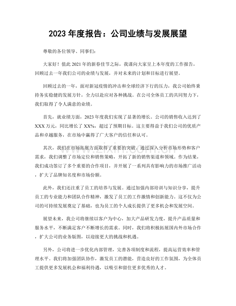 2023年度报告：公司业绩与发展展望.docx_第1页