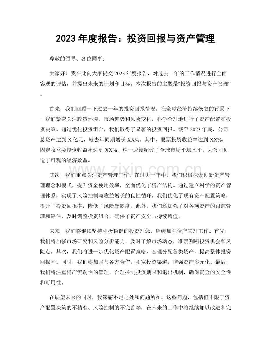 2023年度报告：投资回报与资产管理.docx_第1页