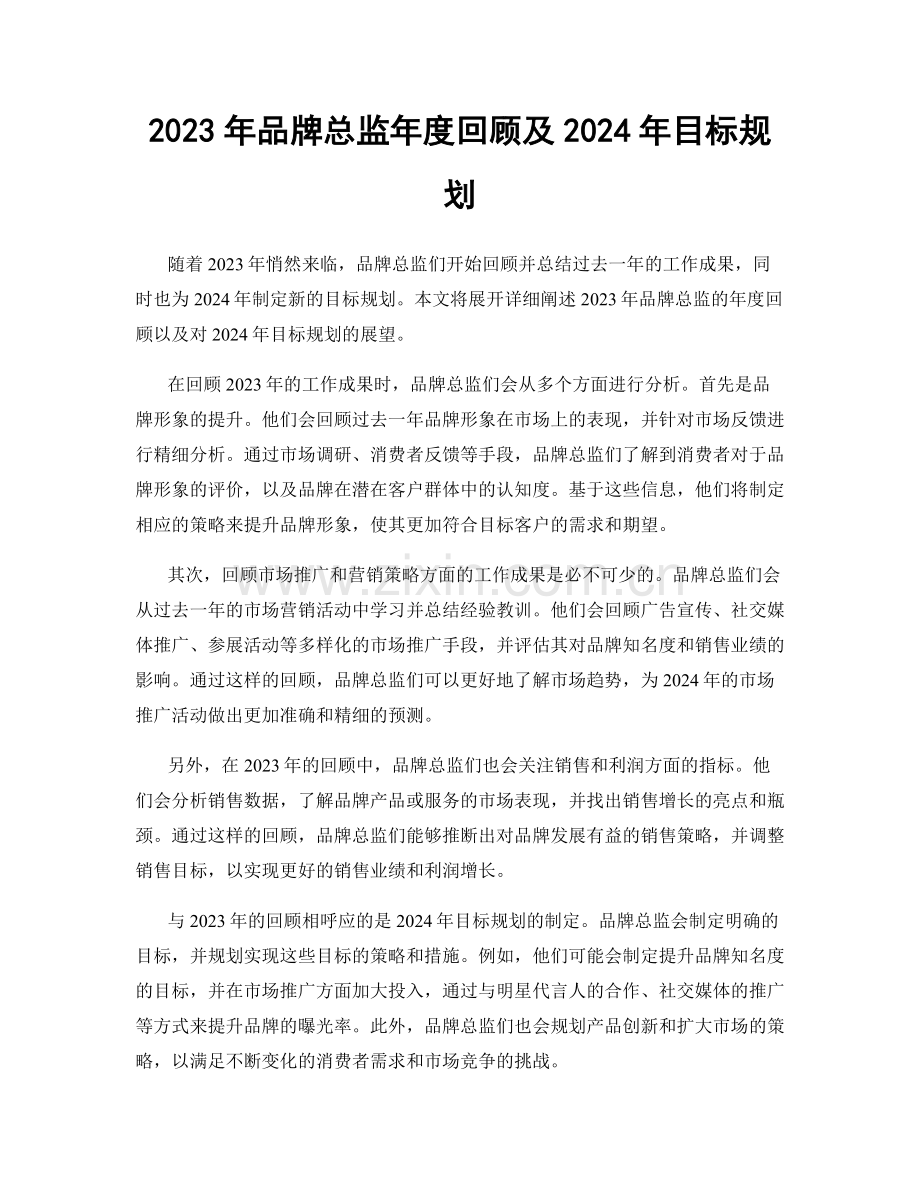 2023年品牌总监年度回顾及2024年目标规划.docx_第1页