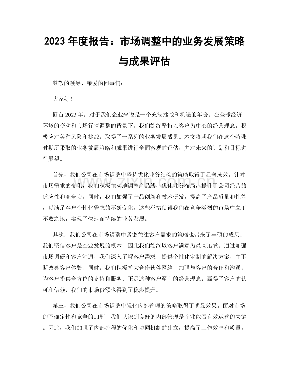 2023年度报告：市场调整中的业务发展策略与成果评估.docx_第1页