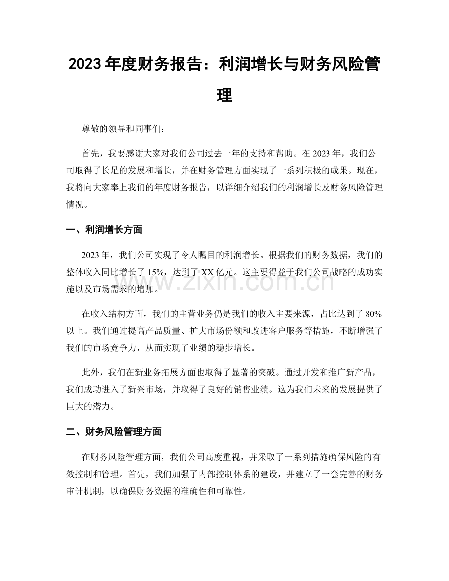 2023年度财务报告：利润增长与财务风险管理.docx_第1页