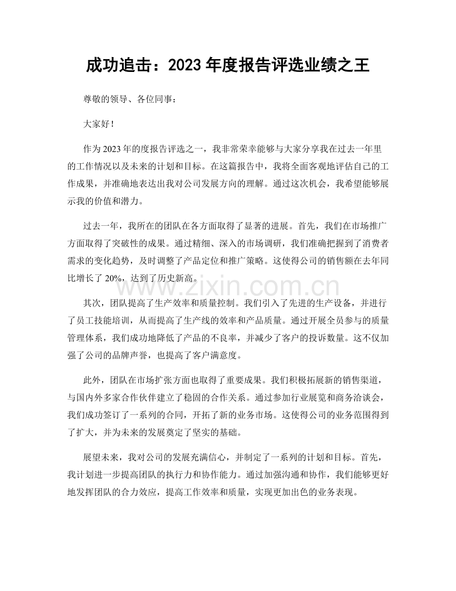 成功追击：2023年度报告评选业绩之王.docx_第1页