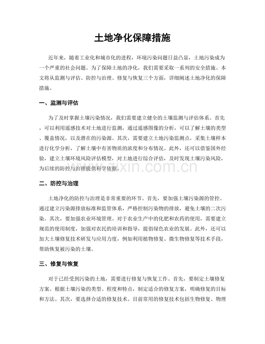 土地净化保障措施.docx_第1页