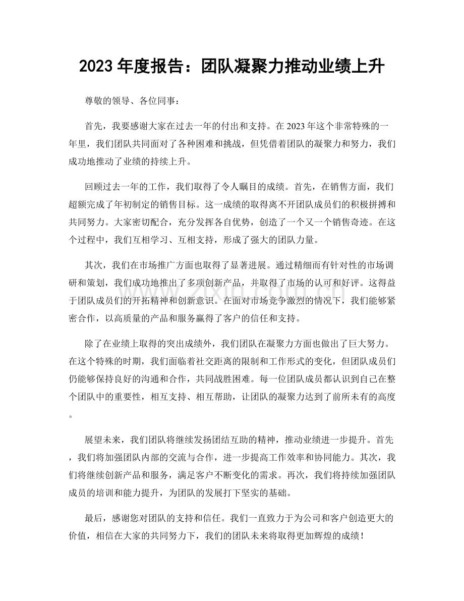 2023年度报告：团队凝聚力推动业绩上升.docx_第1页