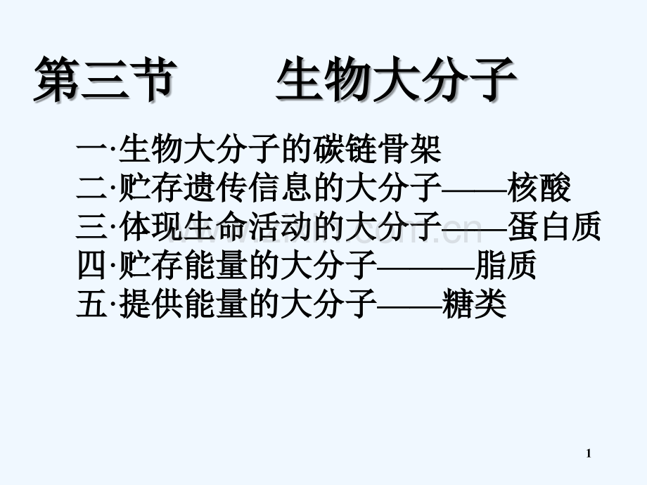 必修一-PPT.第二章第三节--生物大分子(北师大版).ppt_第1页