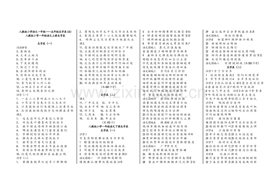 小学语文语文一至五年级生字.doc_第1页