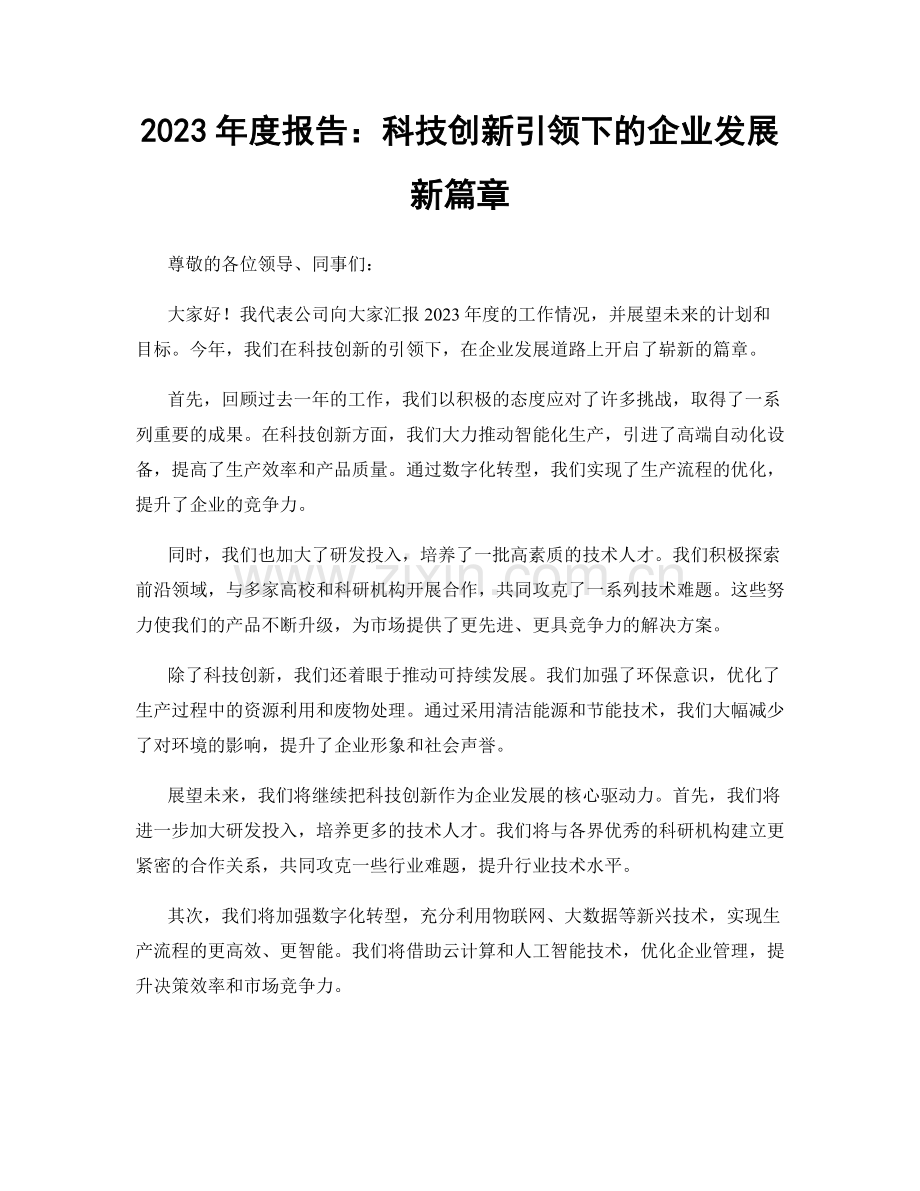 2023年度报告：科技创新引领下的企业发展新篇章.docx_第1页