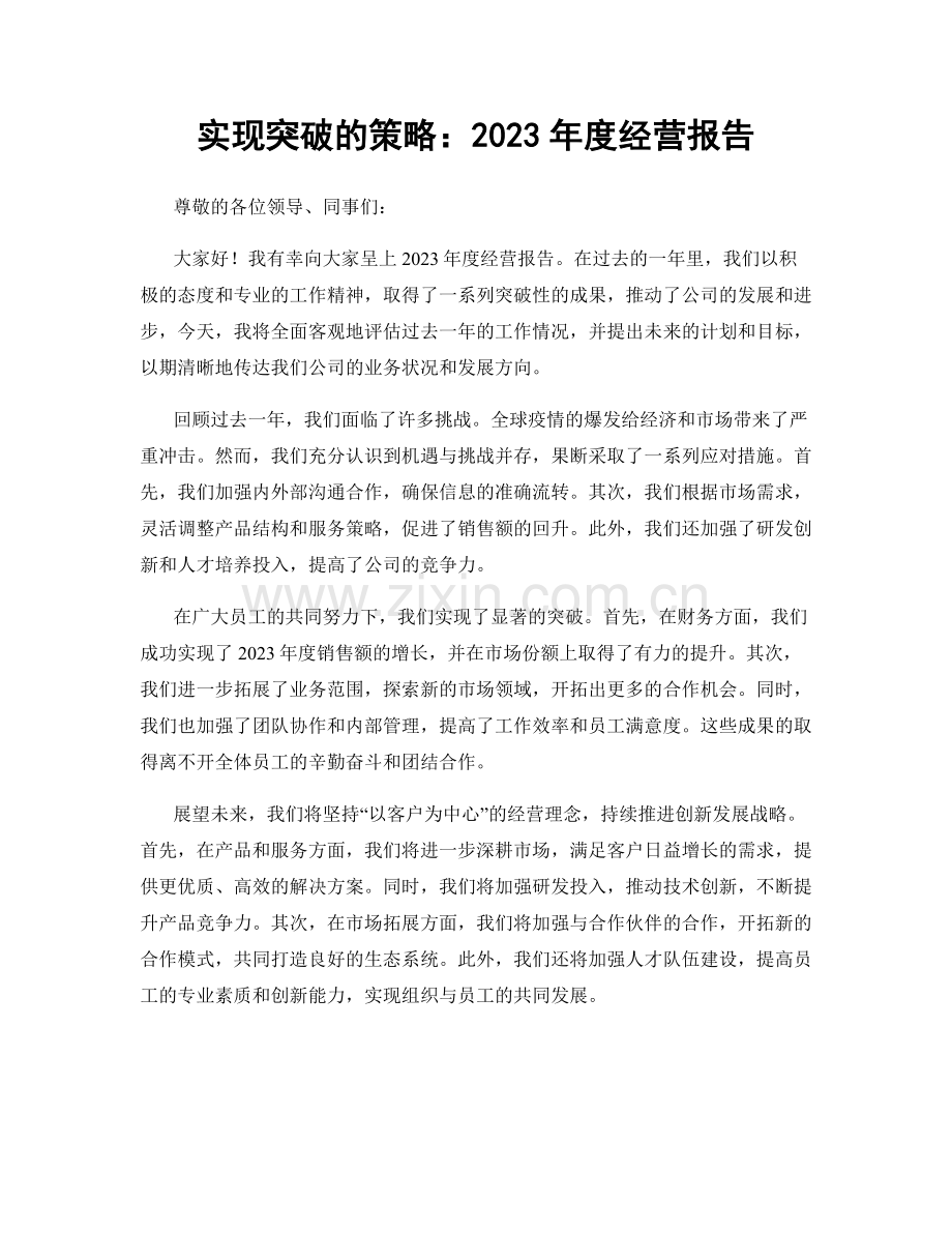 实现突破的策略：2023年度经营报告.docx_第1页
