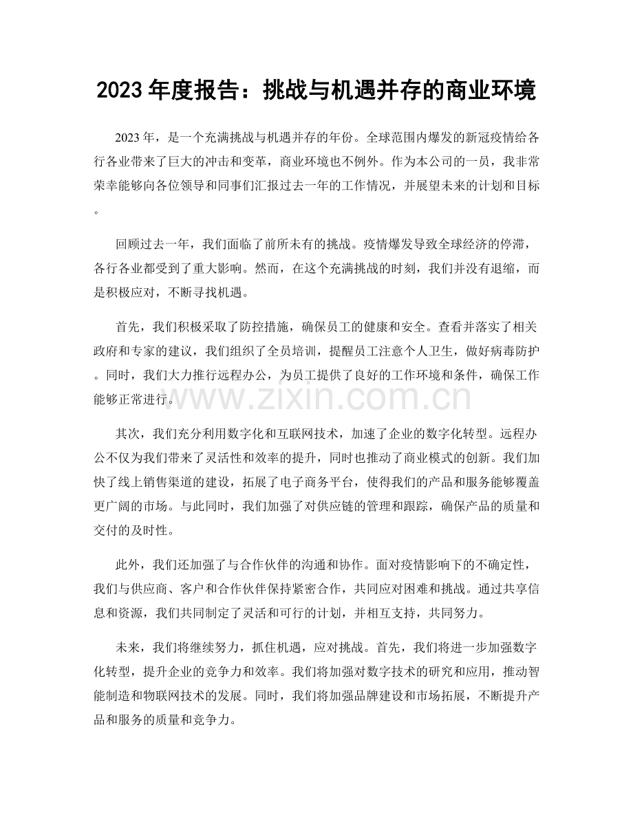 2023年度报告：挑战与机遇并存的商业环境.docx_第1页