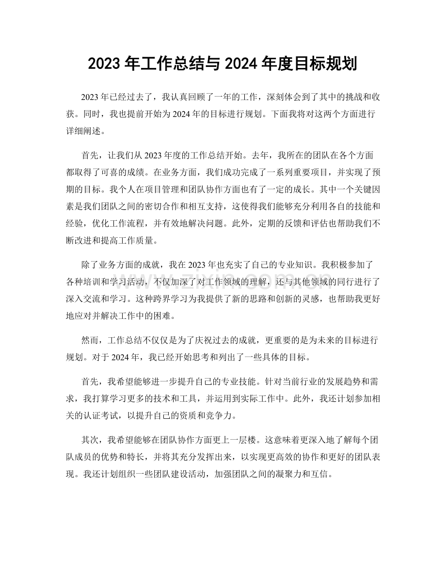 2023年工作总结与2024年度目标规划.docx_第1页