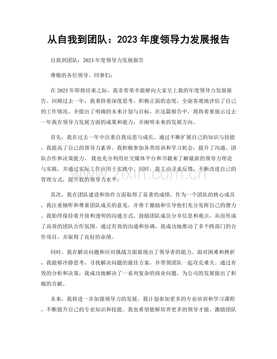 从自我到团队：2023年度领导力发展报告.docx_第1页