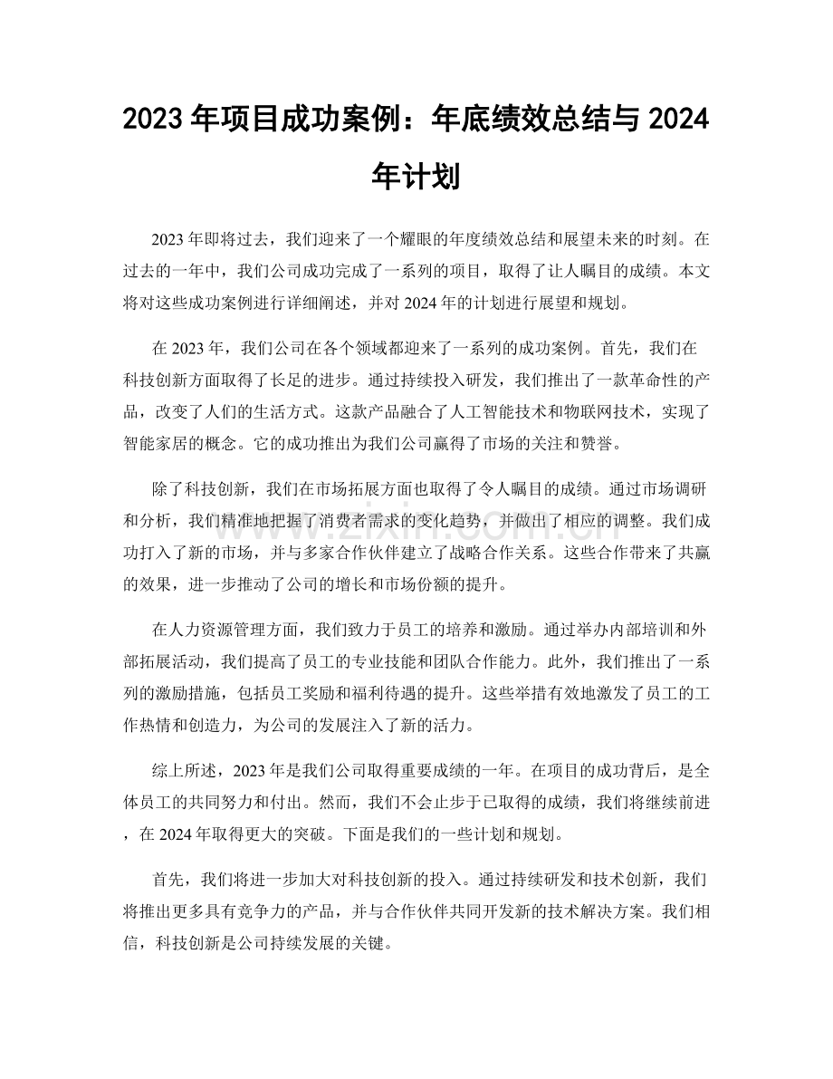 2023年项目成功案例：年底绩效总结与2024年计划.docx_第1页