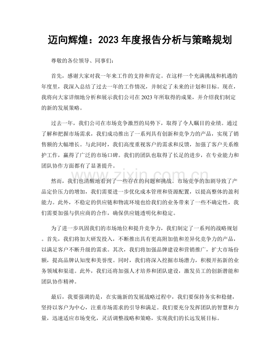 迈向辉煌：2023年度报告分析与策略规划.docx_第1页