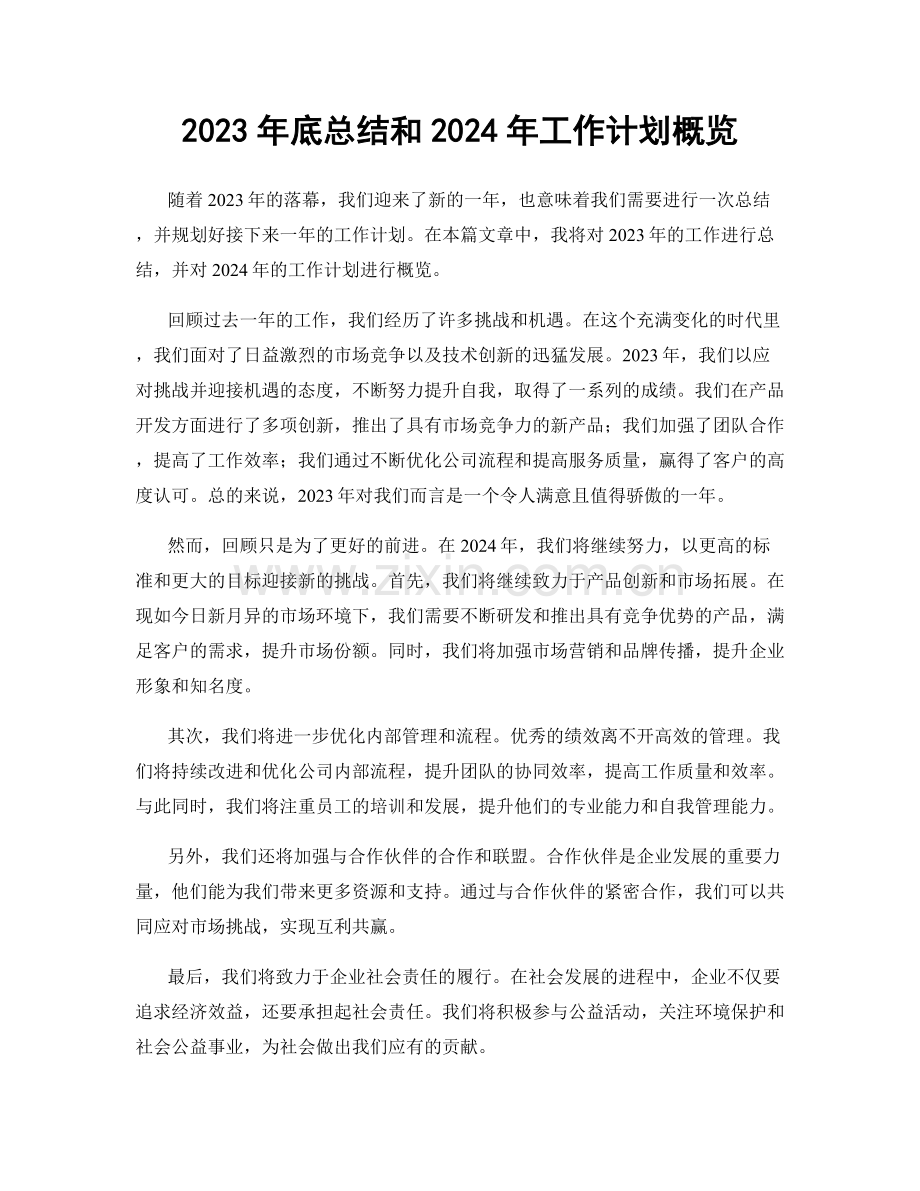 2023年底总结和2024年工作计划概览.docx_第1页