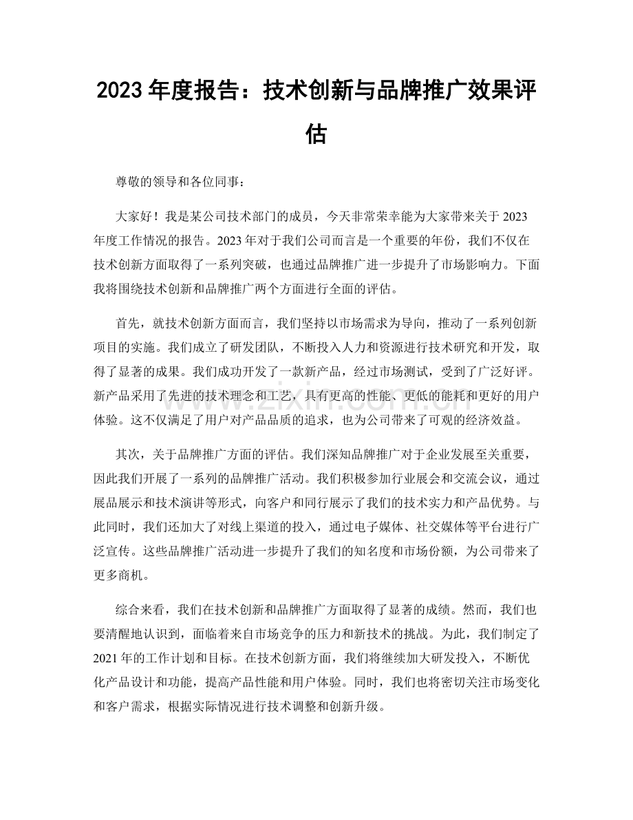 2023年度报告：技术创新与品牌推广效果评估.docx_第1页