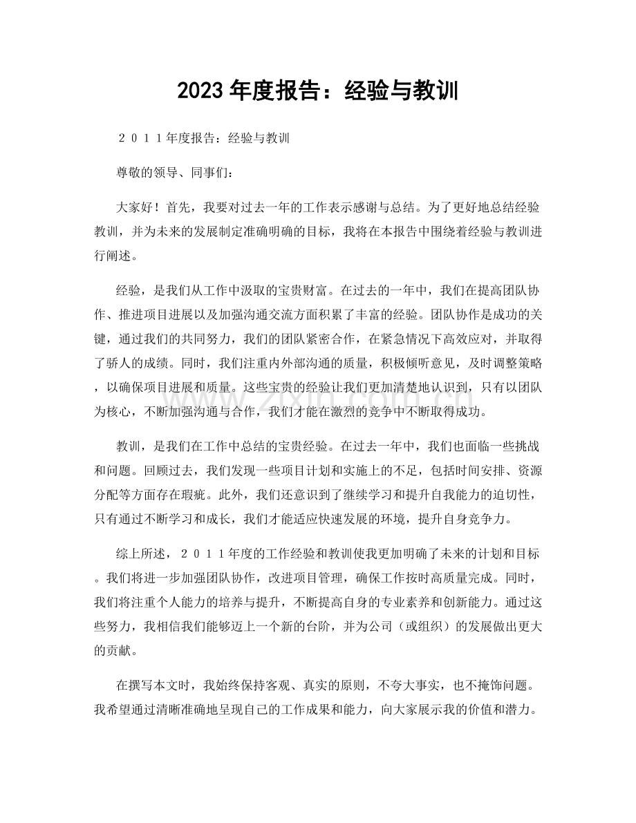 2023年度报告：经验与教训.docx_第1页