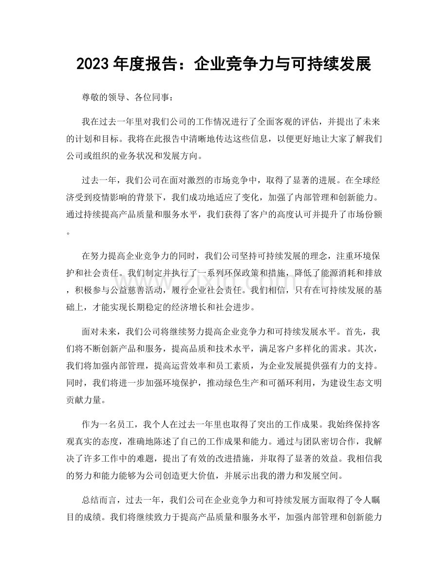 2023年度报告：企业竞争力与可持续发展.docx_第1页