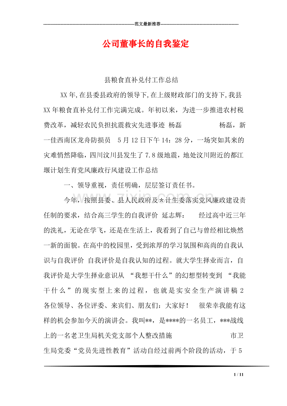 公司董事长的自我鉴定-110.doc_第1页