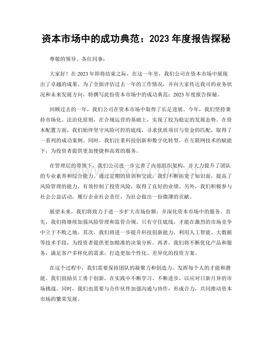 资本市场中的成功典范：2023年度报告探秘.docx_第1页