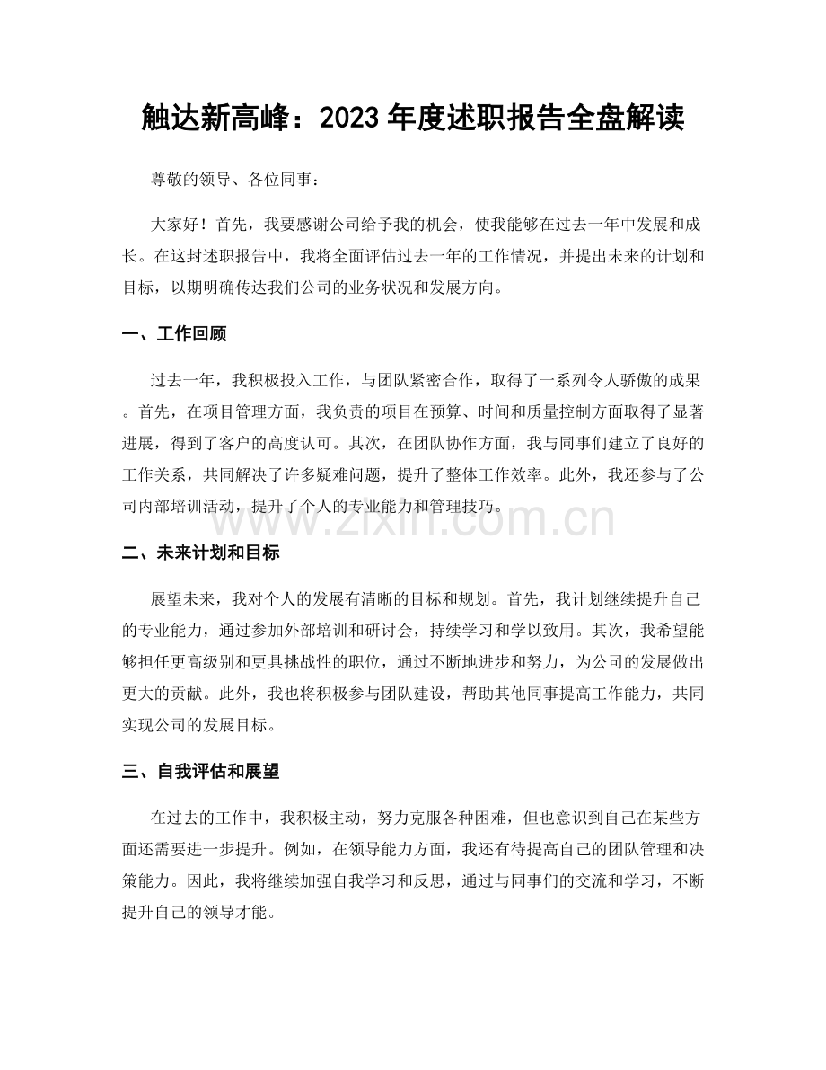 触达新高峰：2023年度述职报告全盘解读.docx_第1页