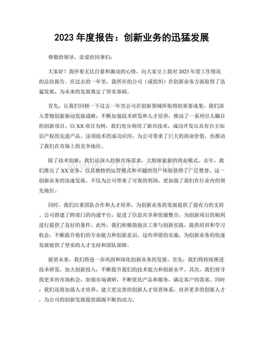 2023年度报告：创新业务的迅猛发展.docx_第1页