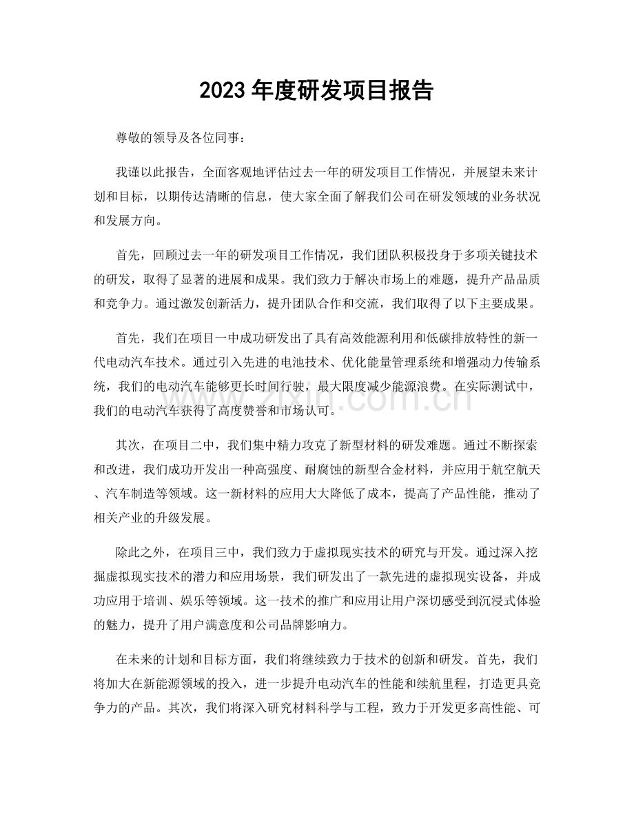 2023年度研发项目报告.docx_第1页