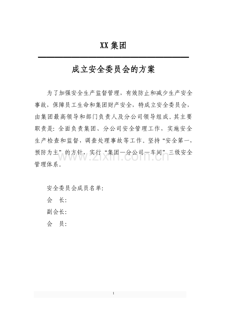 XX集团成立安全委员会的方案.doc_第1页