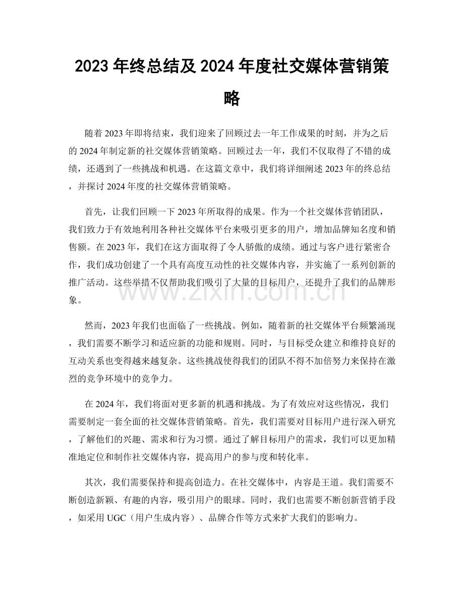 2023年终总结及2024年度社交媒体营销策略.docx_第1页