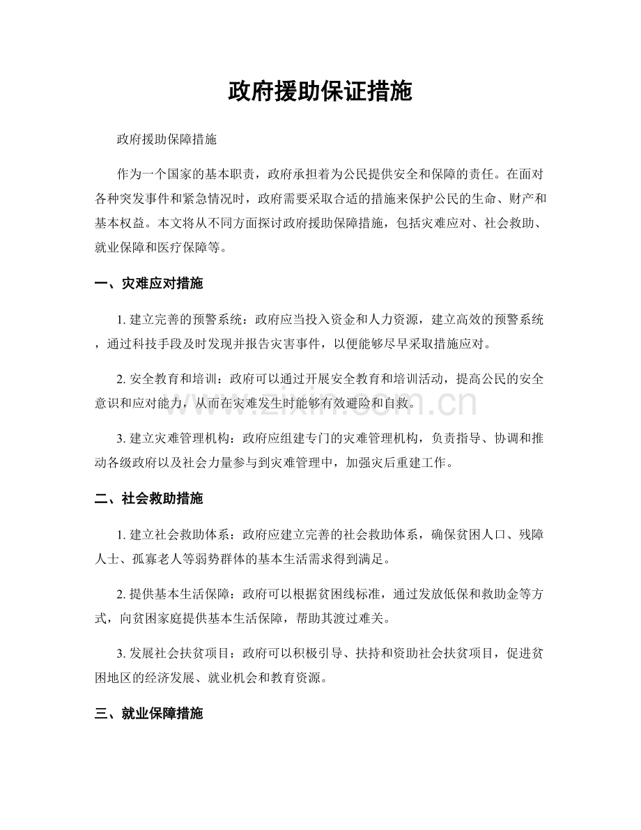 政府援助保证措施.docx_第1页