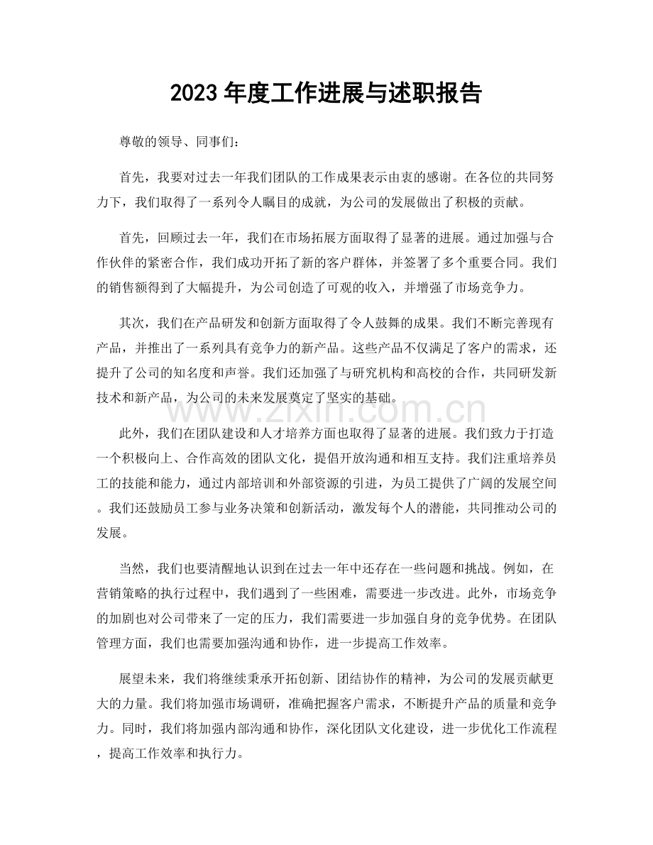 2023年度工作进展与述职报告.docx_第1页