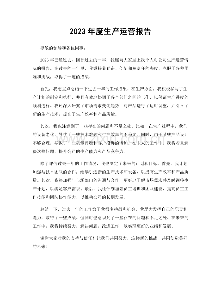 2023年度生产运营报告.docx_第1页
