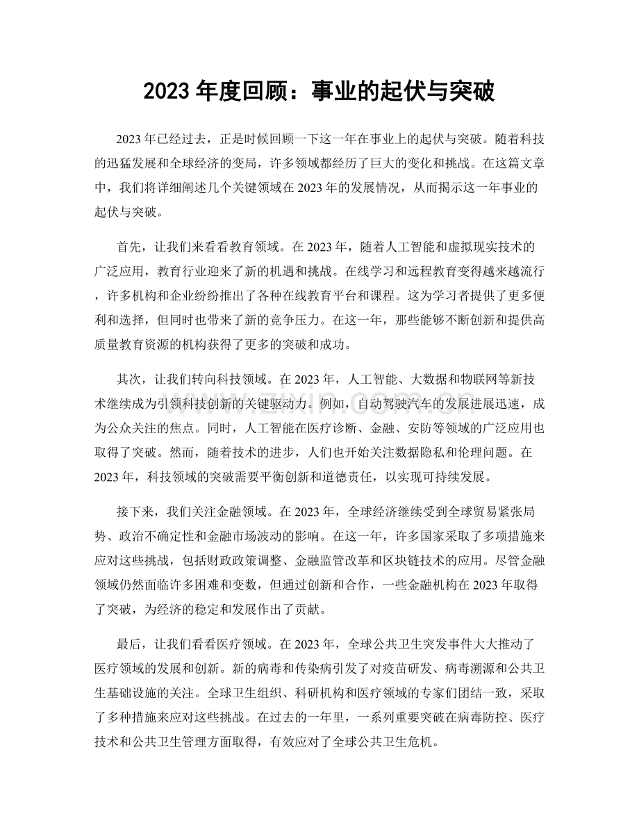 2023年度回顾：事业的起伏与突破.docx_第1页