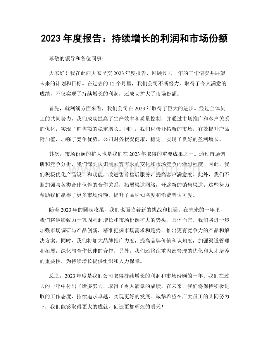 2023年度报告：持续增长的利润和市场份额.docx_第1页