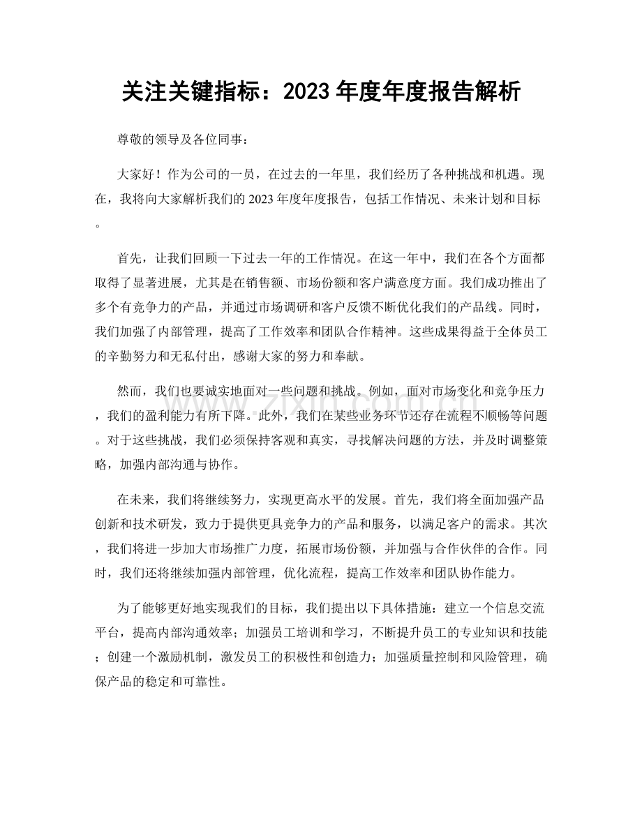 关注关键指标：2023年度年度报告解析.docx_第1页