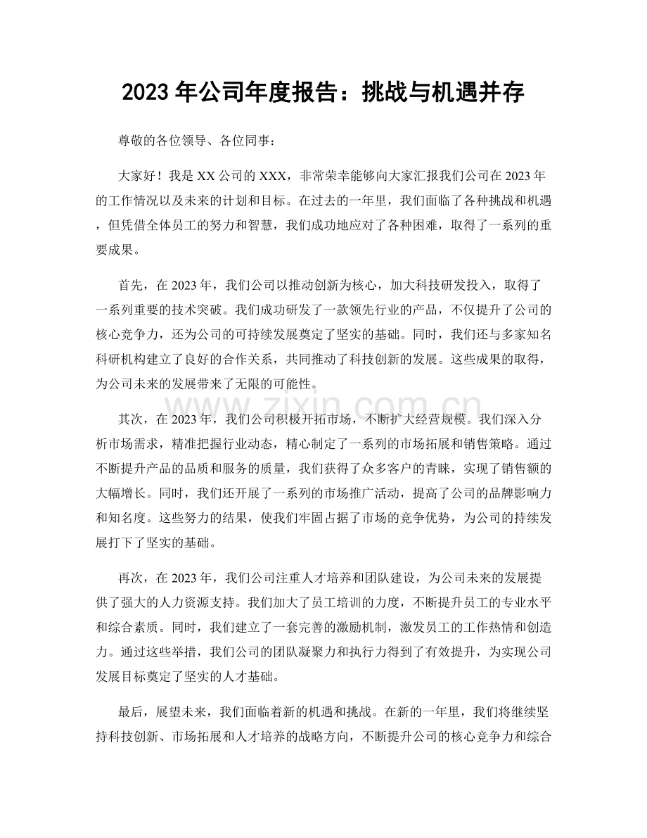 2023年公司年度报告：挑战与机遇并存.docx_第1页
