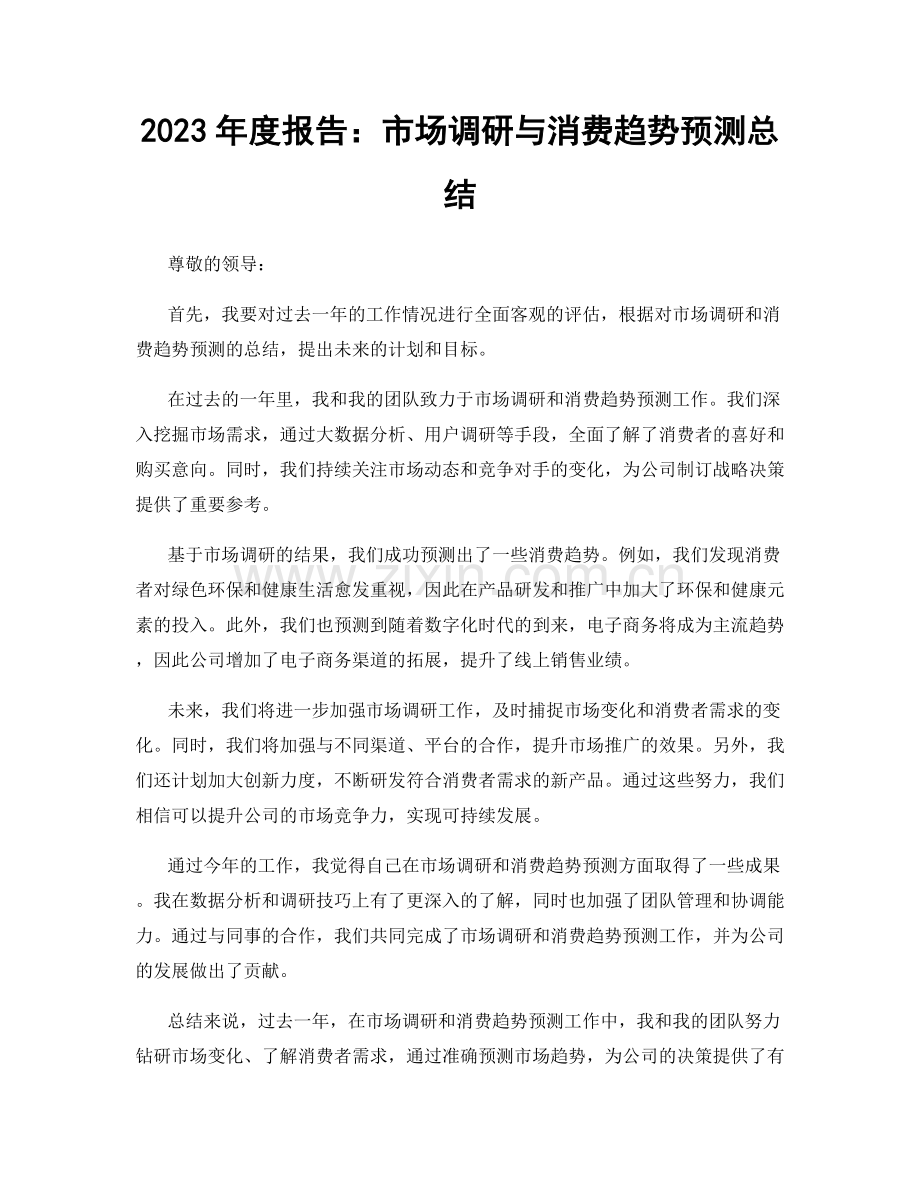 2023年度报告：市场调研与消费趋势预测总结.docx_第1页
