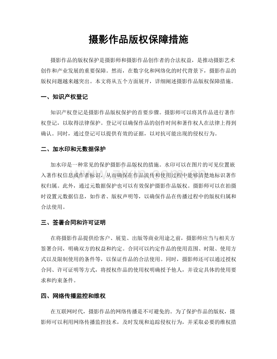 摄影作品版权保障措施.docx_第1页