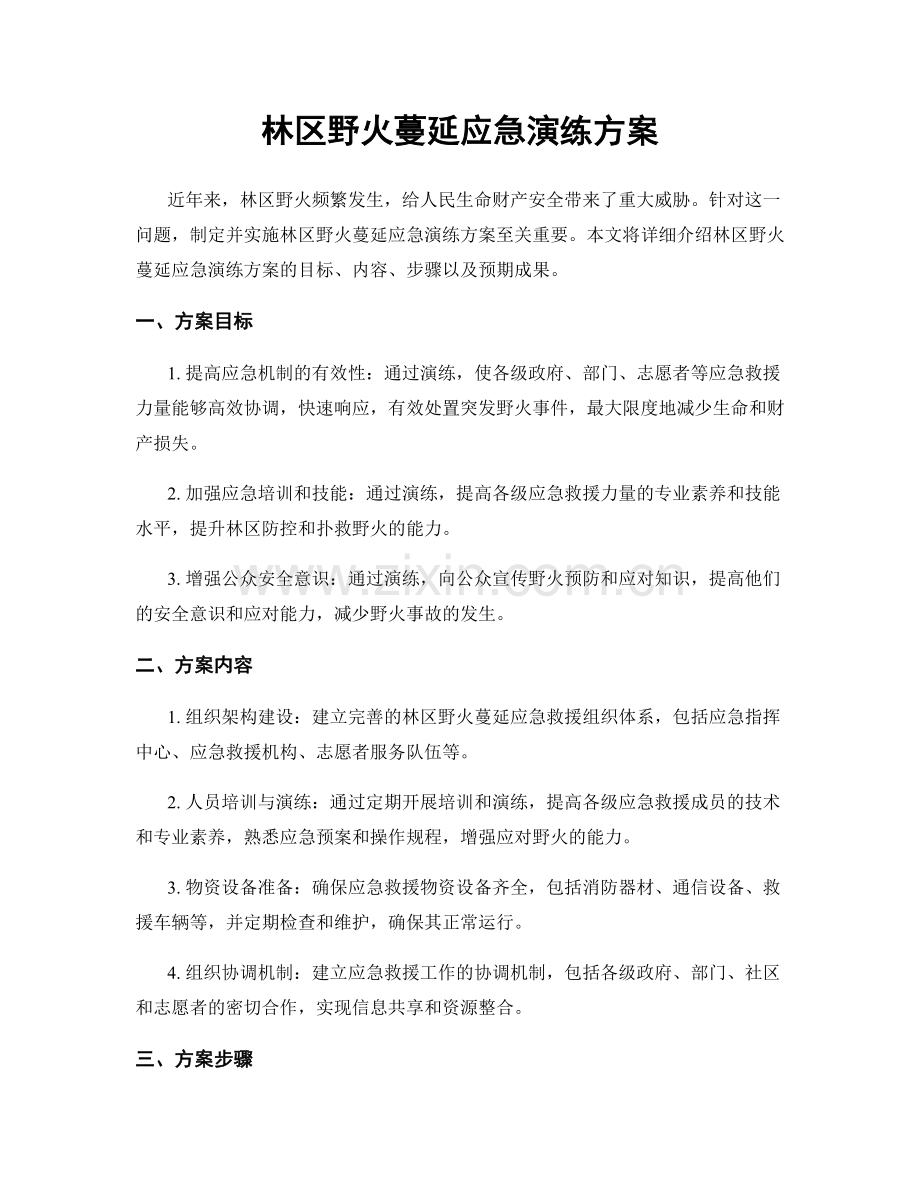 林区野火蔓延应急演练方案.docx_第1页