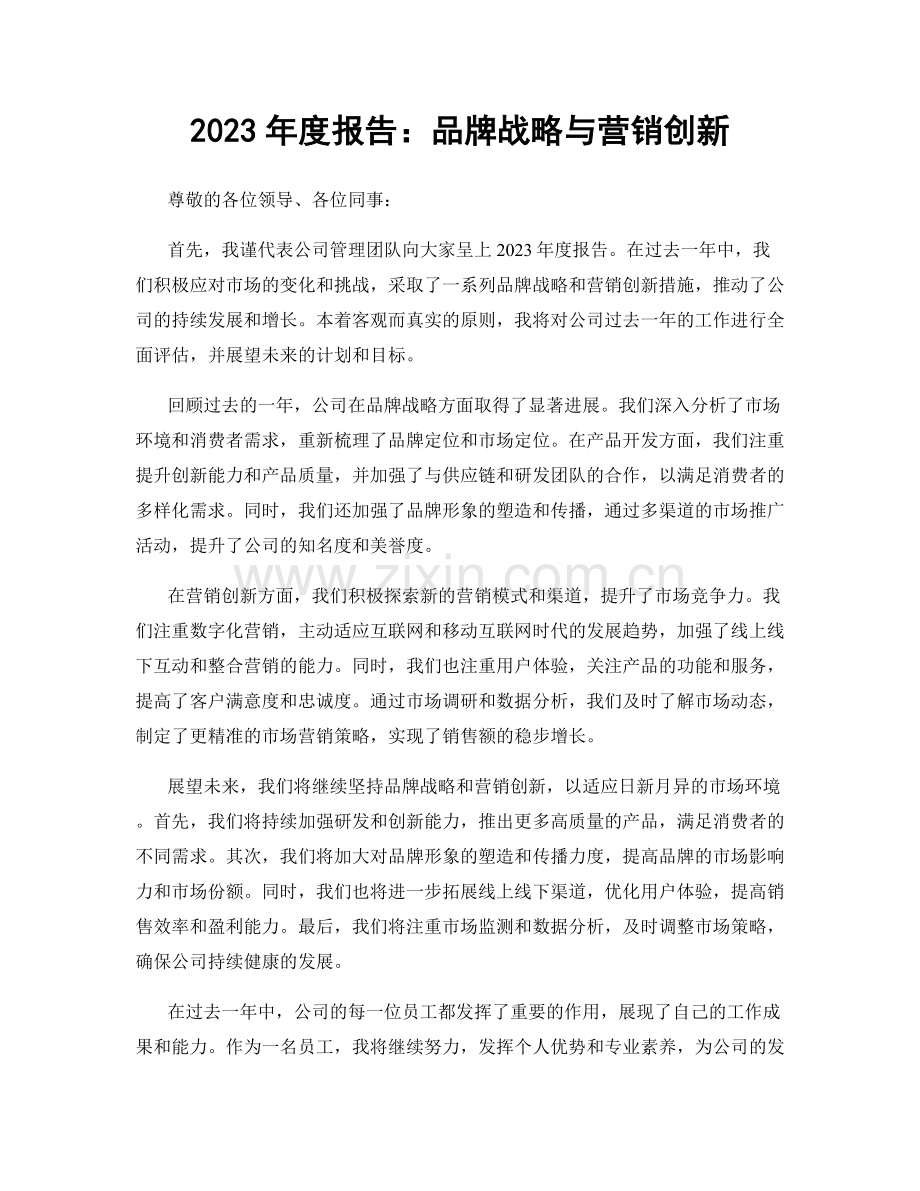 2023年度报告：品牌战略与营销创新.docx_第1页