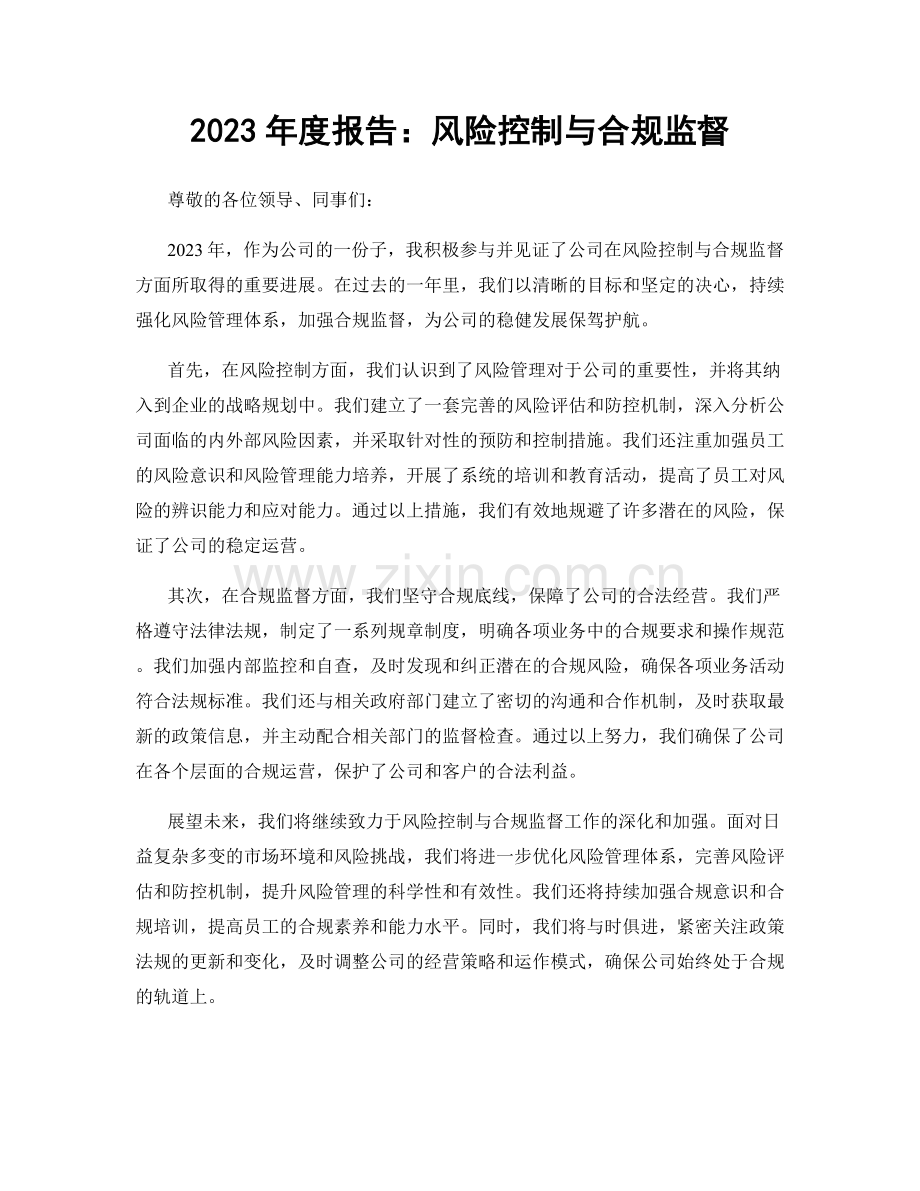 2023年度报告：风险控制与合规监督.docx_第1页