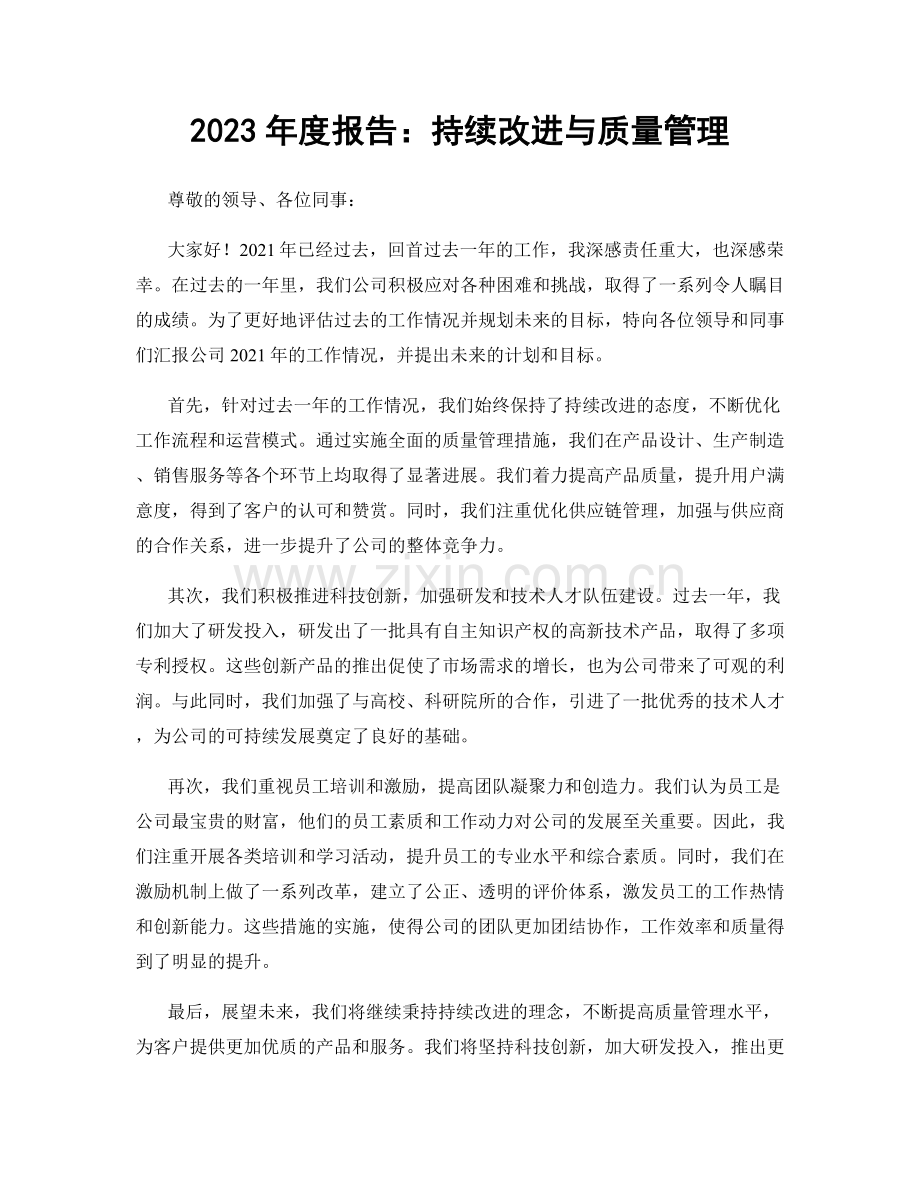 2023年度报告：持续改进与质量管理.docx_第1页