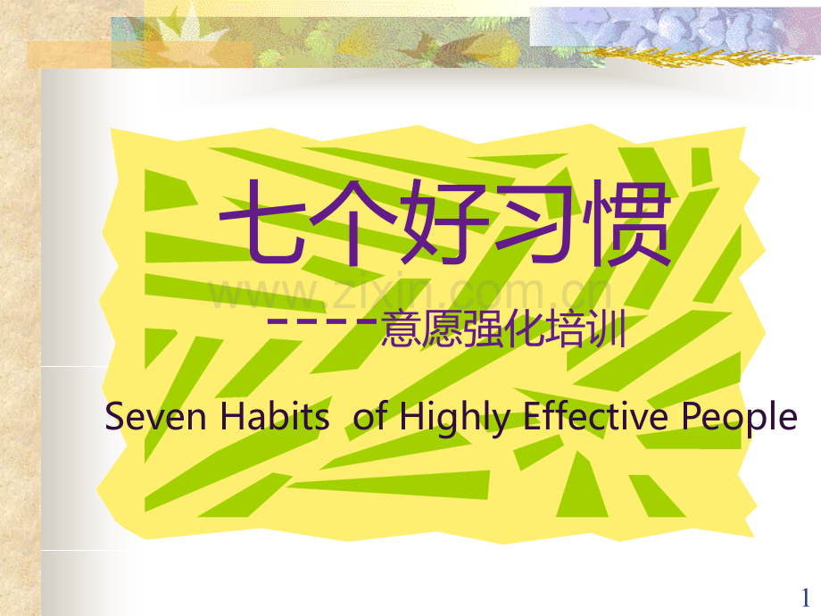经典实用有价值的企业管理培训：七个好习惯(意愿强化培训).ppt_第1页