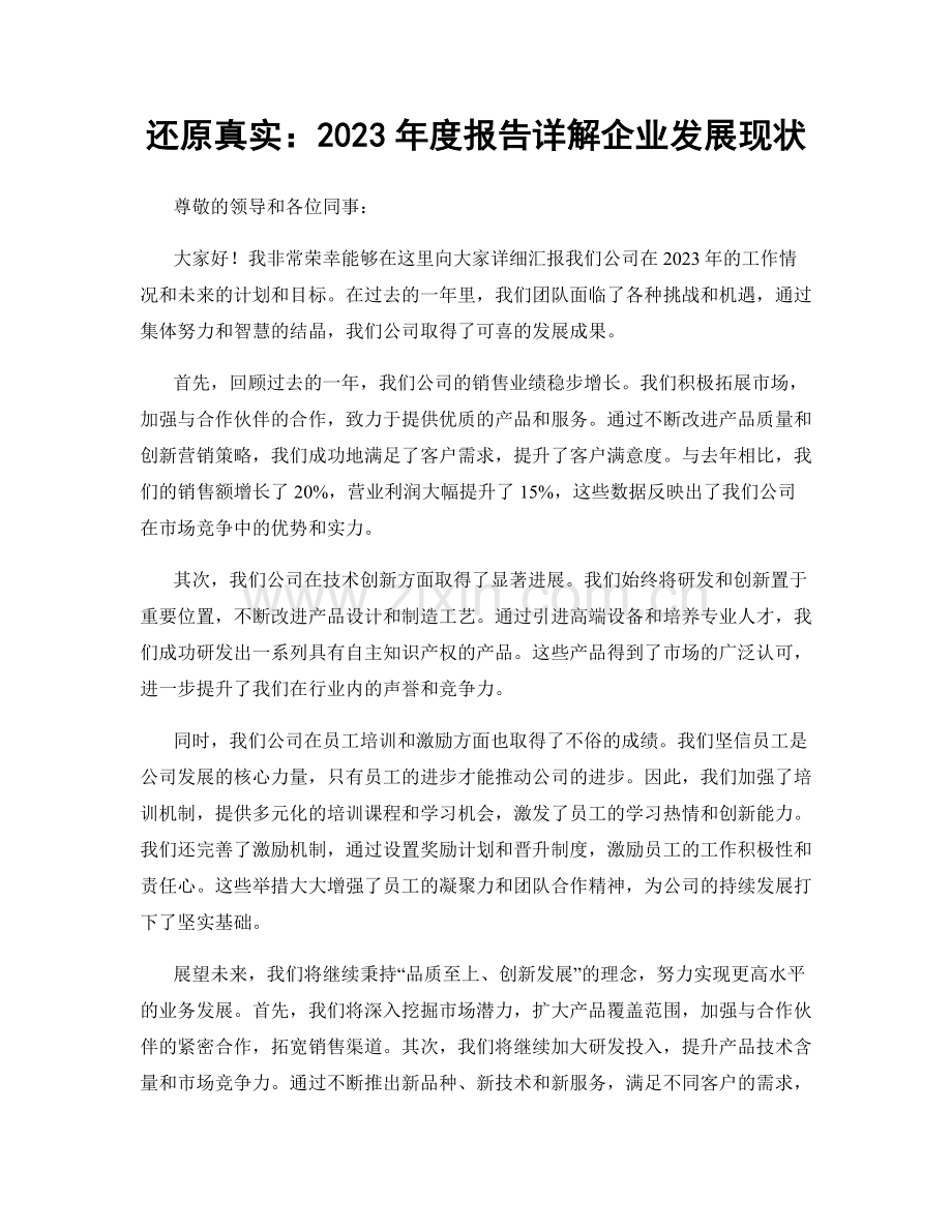 还原真实：2023年度报告详解企业发展现状.docx_第1页