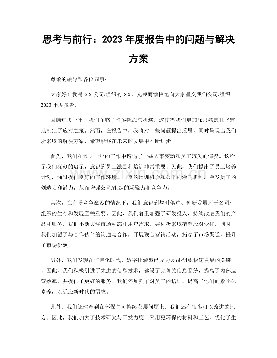 思考与前行：2023年度报告中的问题与解决方案.docx_第1页