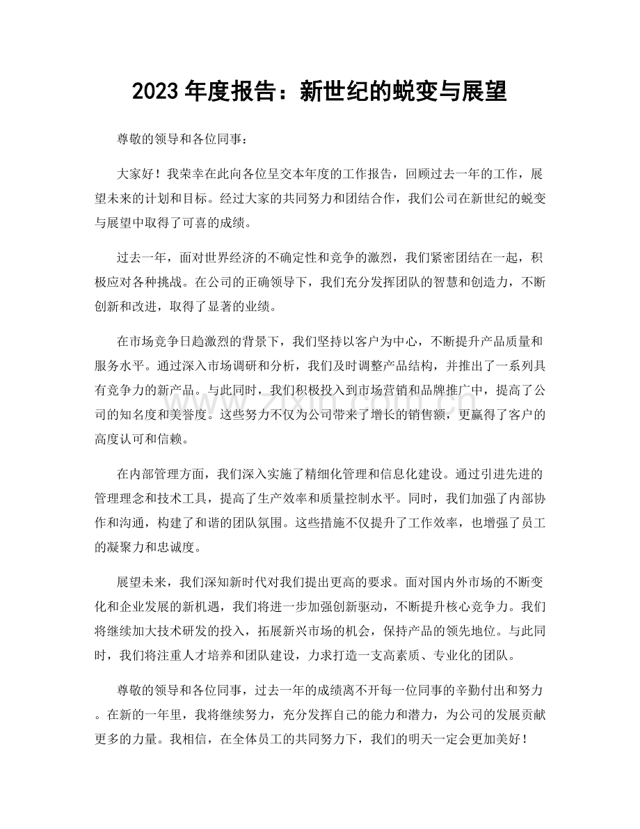 2023年度报告：新世纪的蜕变与展望.docx_第1页