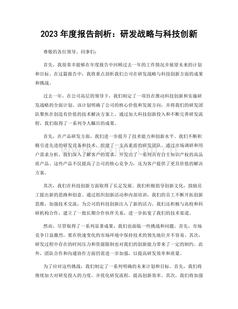 2023年度报告剖析：研发战略与科技创新.docx_第1页