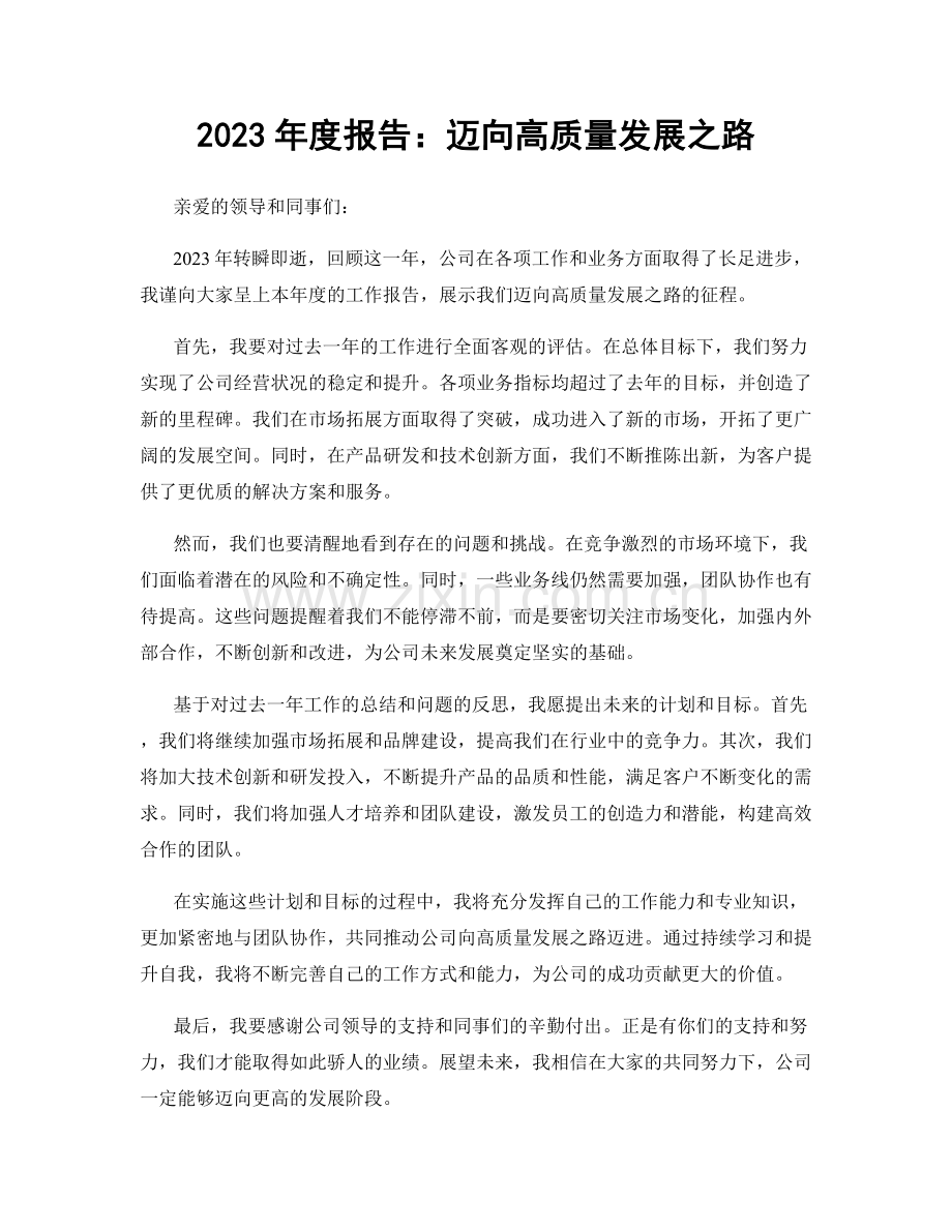2023年度报告：迈向高质量发展之路.docx_第1页