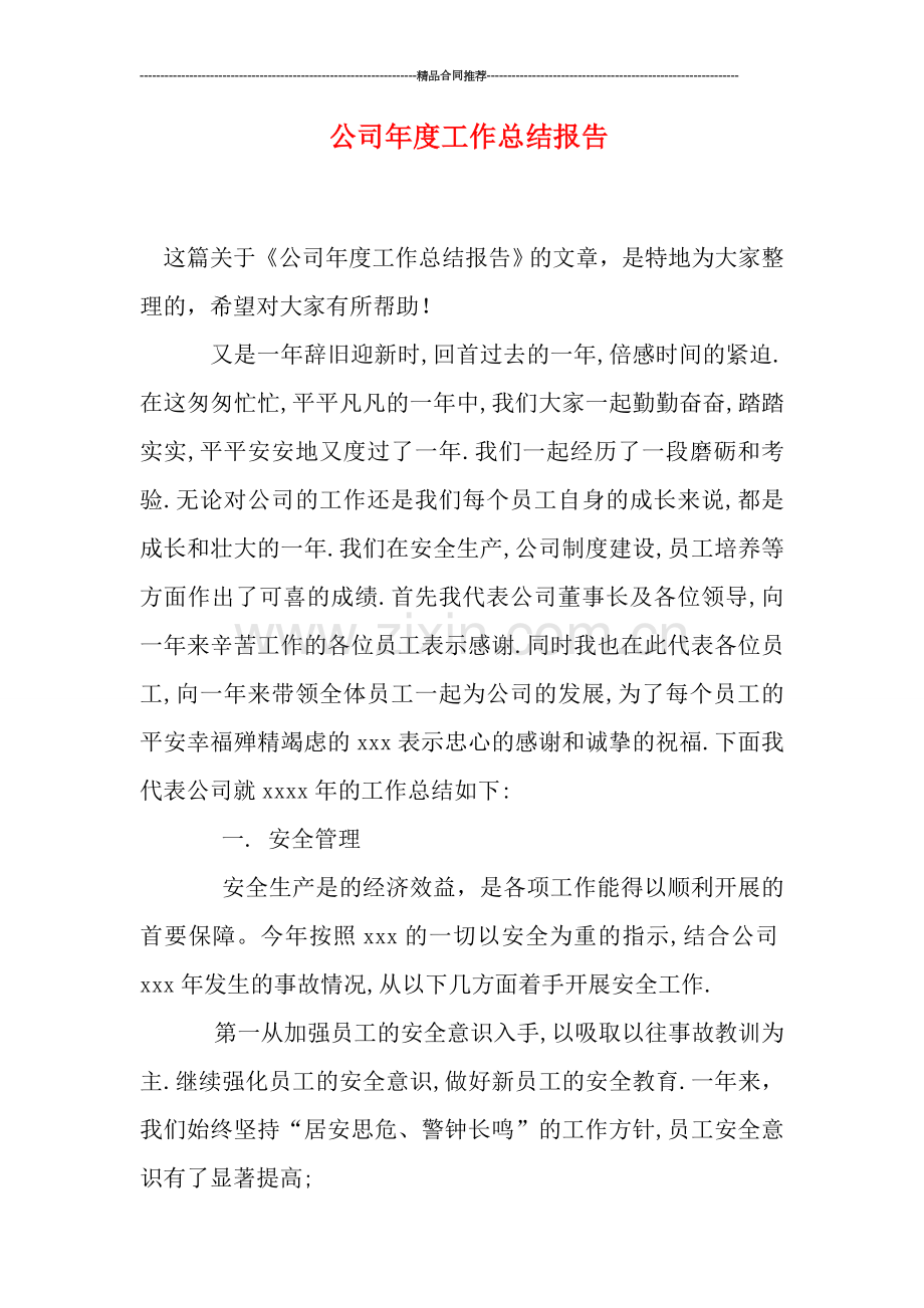 公司年度工作总结报告.doc_第1页